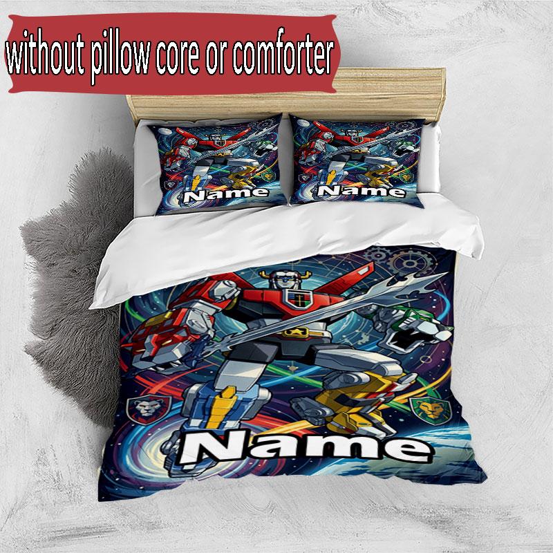 3pcs Duvet Cover Set (1*Duvet Cover + 2*Pillowcase, Without Core), Custom Name Transformers Pattern Bedding Set, Home Bedroom Decor Gift