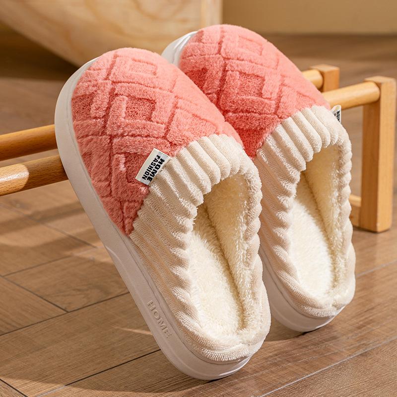 Cixi cotton slippers for women's home use in winter indoor home non-slip spring and autumn plush warm couple winter men