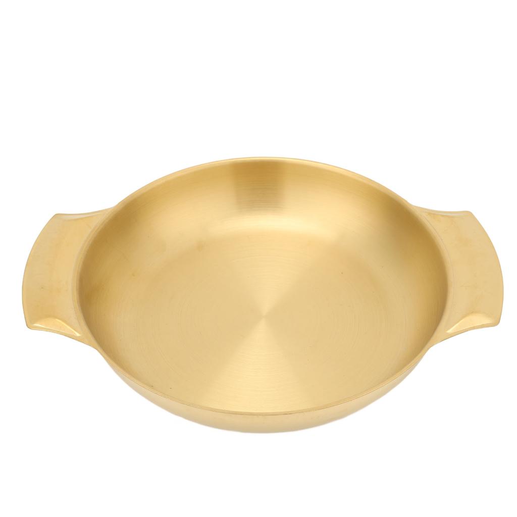 Paella-Pfanne aus Edelstahl Leichte Reinigung Gleichmäßige Erwärmung Topf mit Doppelohren Flachboden-Bratpfanne