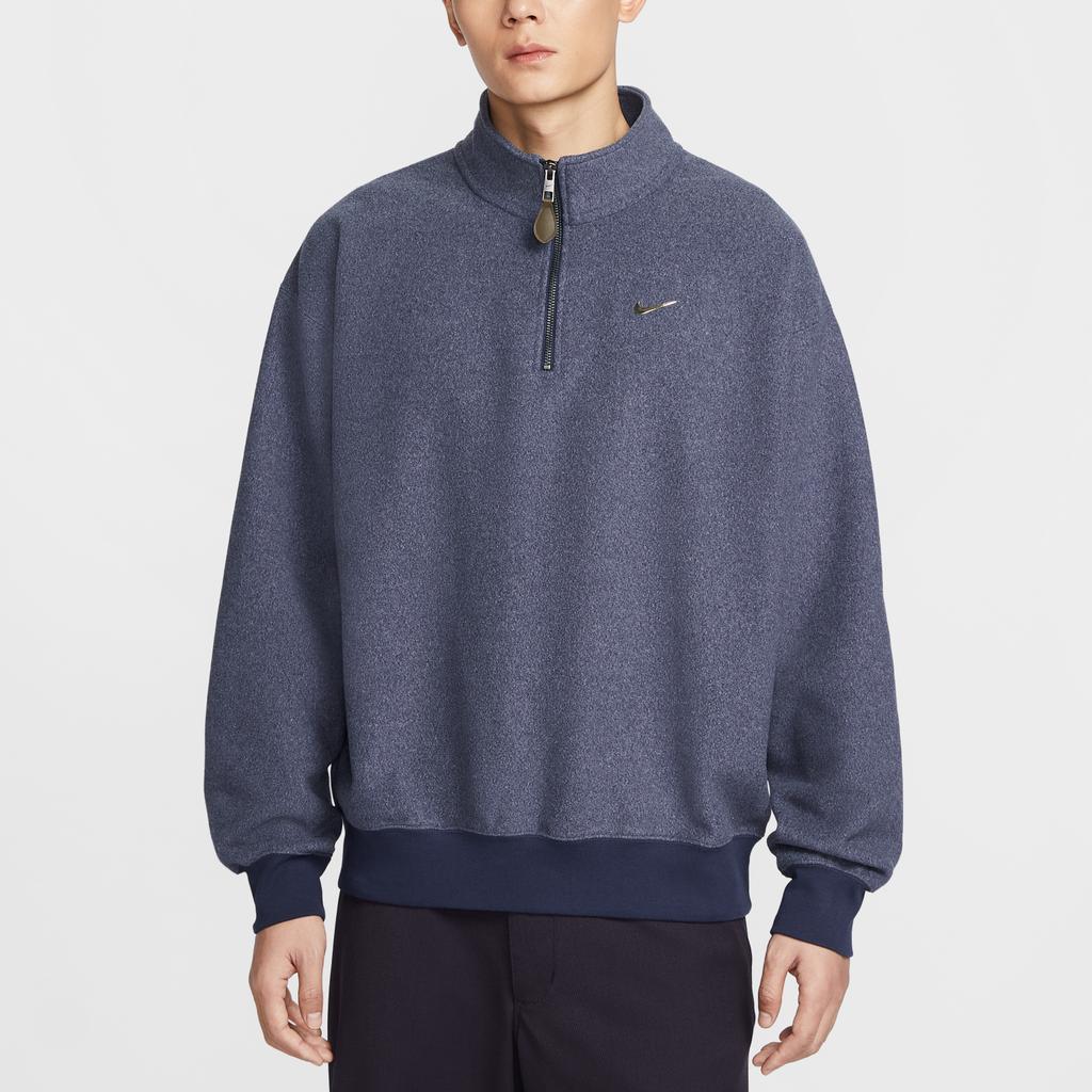 Nike Swoosh Knitwear Men's Navy Blue Stand Collar Moderate IQ3975-410