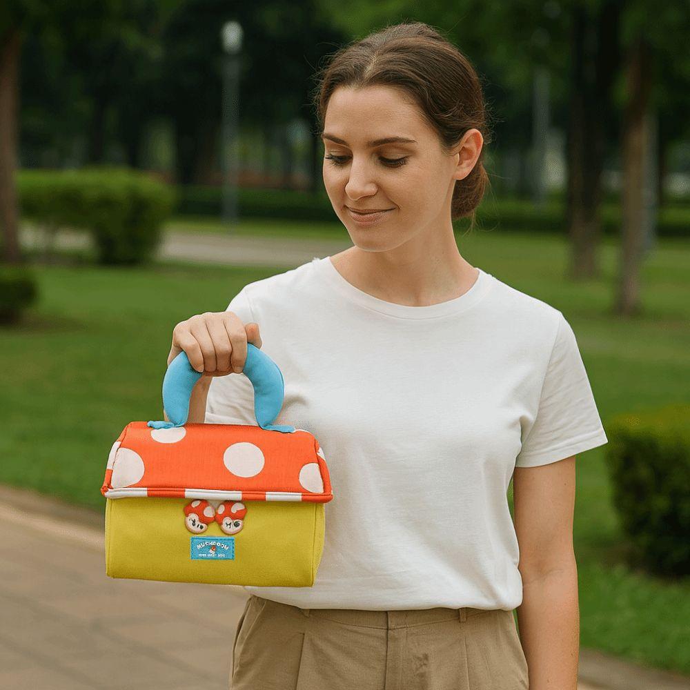 Large Capacity Handheld Cosmetic Case Oxford Cloth Toiletry Bag Kawaii Mushroom Makeup Bag Outdoor