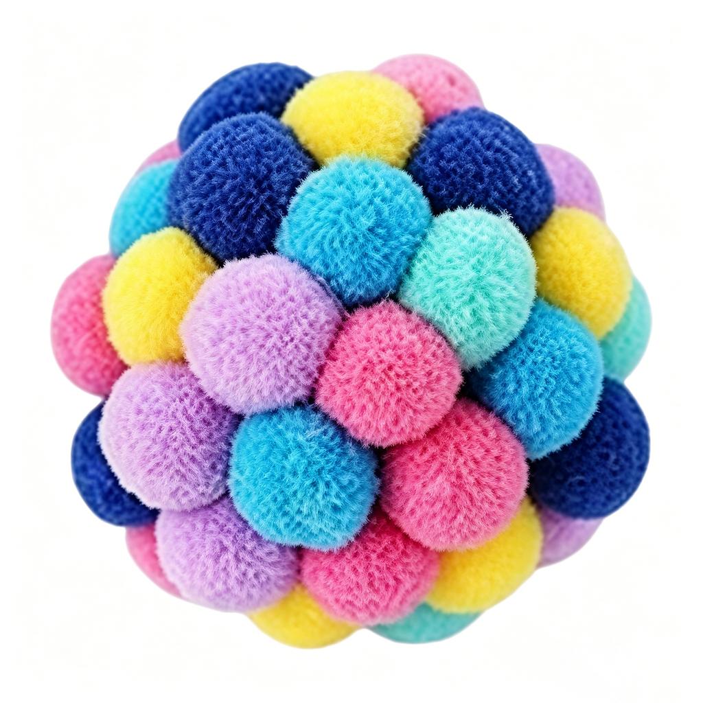 Interactive Plush Cat Toy Ball with Bell Durable Soft Texture for Pet Play and Entertainment Suitable for Indoor Use