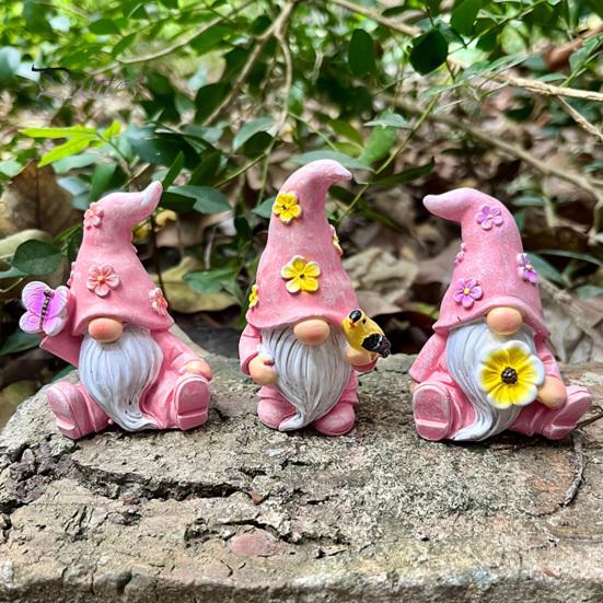 Dekorative Figuren für Balkon Veranda Halloween Wichtel Harzstatue, Frühling Schmetterling Vogel Blumen Gartenstatuen Außen Deko Figur Terrasse,