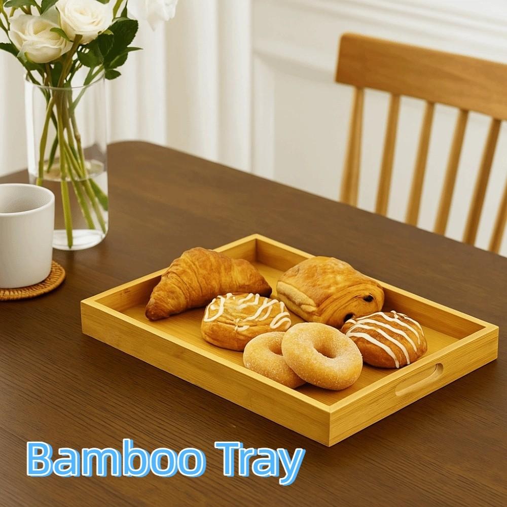 with Handle Bamboo Tray Rectangle Food Tray Bread Tray Tea Tray  Dessert Display