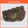 Heart Embossed Faux Leather Wide Belt With Metal Buckle For Punk Women