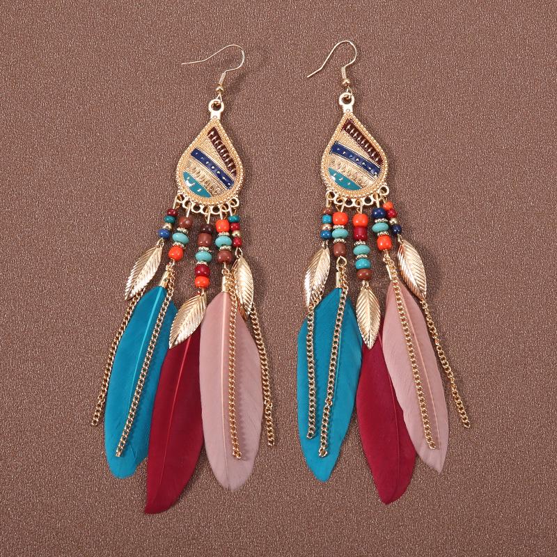 Handmade Retro Bohemian Ethnic Tassel Earrings for Women, Long Thai Style