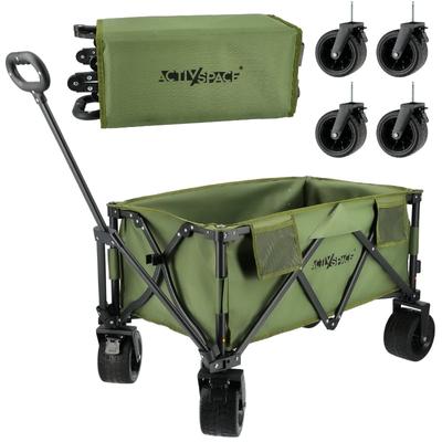 Premium Opvouwbare Strand Camping Trolley - Legergroen