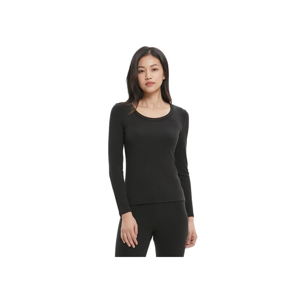 Calvin Klein Autumn And Winter Solid Color Round Neck Basic Long Sleeve T-Shirt Women Tops Black QS6894AD-UB1