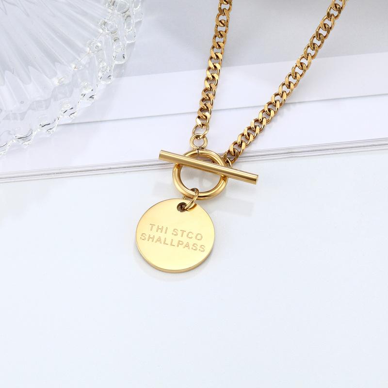 Round Tag Letter Necklace Ins Titanium Steel Necklace Fashion Jewelry Premium Durable Quality Useful Practical