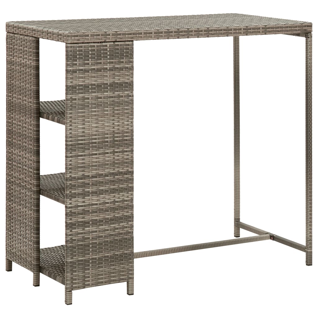 3 Piece Garden Bar Set with Cushions Grey Poly Rattan