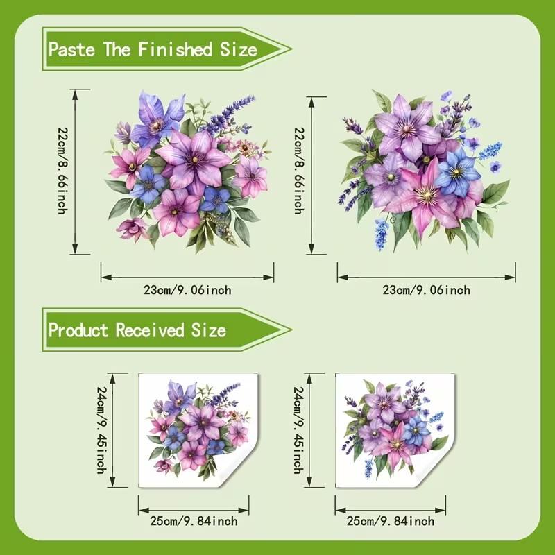 Floral Toilet Lid Sticker Waterproof DIY Friendly Peel and Stick Decal for Bathroom Wall Restroom Home Decoration