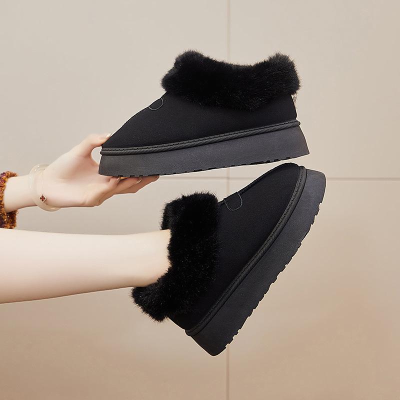 Low-top Fluffy Snow Boots Women's Winter 2025 New Thick-soled Non-slip Bread Shoes Piled and Thickened Warm Cotton Shoes