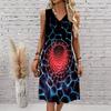 Plus Size V Neck Sleeveless Forest Valley Stream Watercolor Print For Country Leisure Vacation