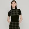 LIKK Neck Collar Check Knit T-Shirt (Black) _L3C1-Nt08K