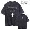 Herren Retro Used Look Gewaschenes T-Shirt Mit Bibel Johannes Druck Reine Baumwolle Rundhals Kurzarm Geeignet Für Den Täglichen Arbeitsweg
