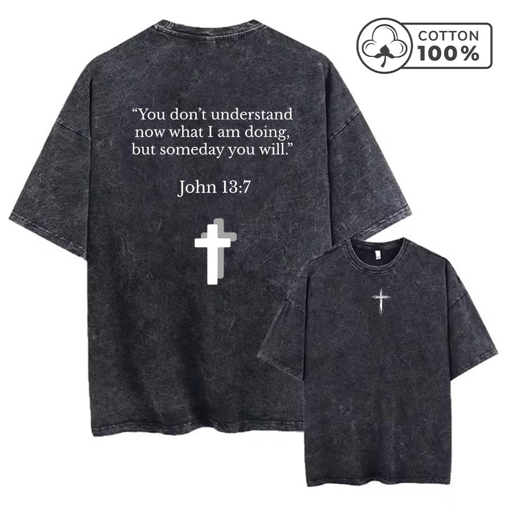 Mens Retro Distressed Washed TShirt With Bible John Print Pure Cotton Crew Neck Short Sleeve Suitable For Daily Commute