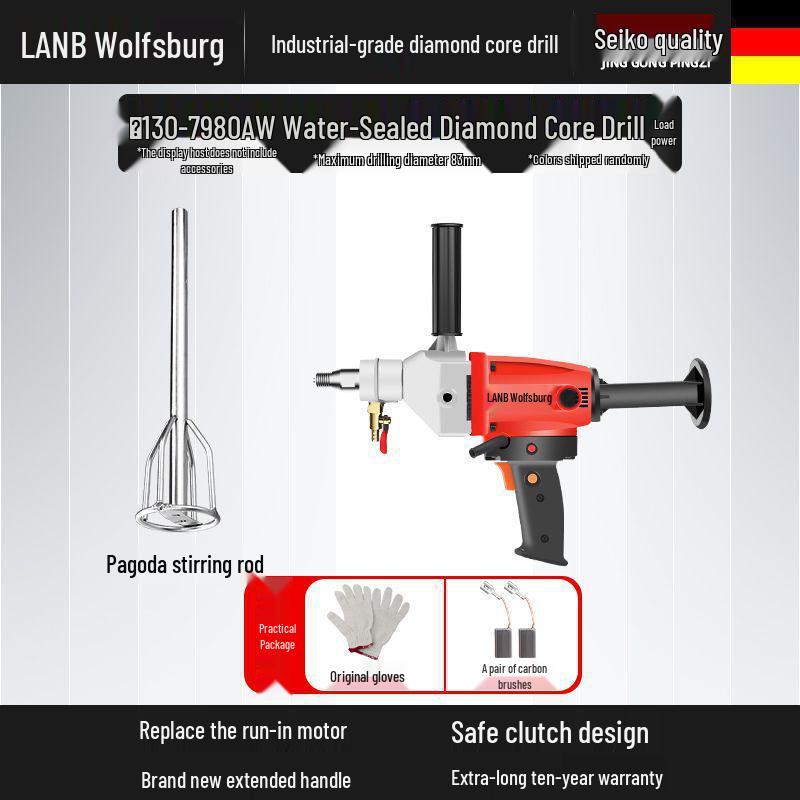 Diamantkern-Betonbohrer & Ständer – Handgehaltener Nass-/Trockenlochbohrer mit Wasserbohrermischer
