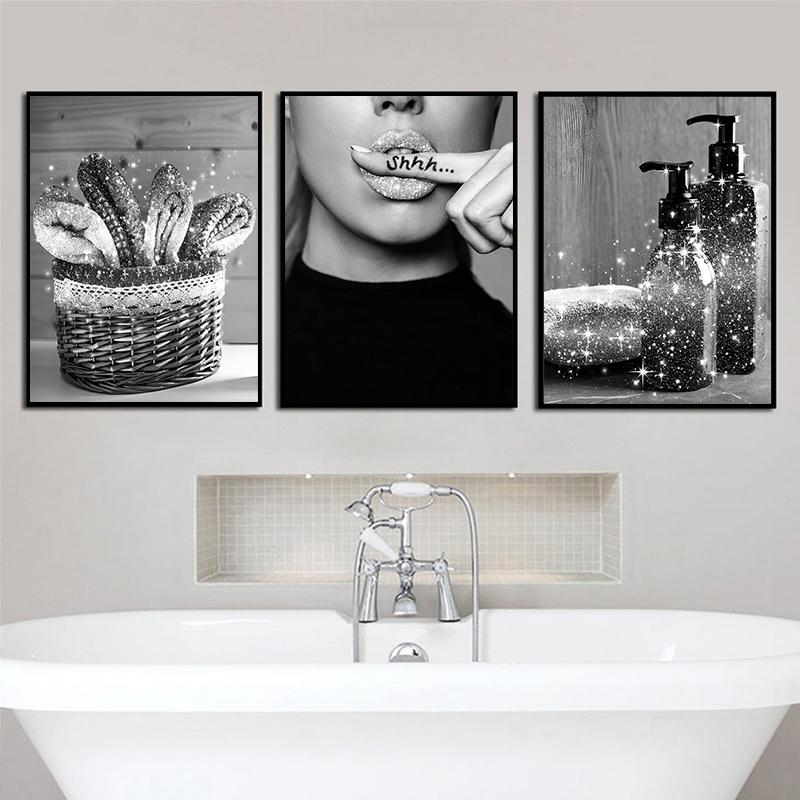 Baño WC Bling Póster Papel Higiénico Moda Sexy Mujer Impresión Pintura Lienzo Arte de Pared Imagen Moderno Lavabo Decoración del Hogar