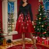 Women's Casual Fashion Long Sleeve Christmas Graphic Printed Vintage Long Dresses