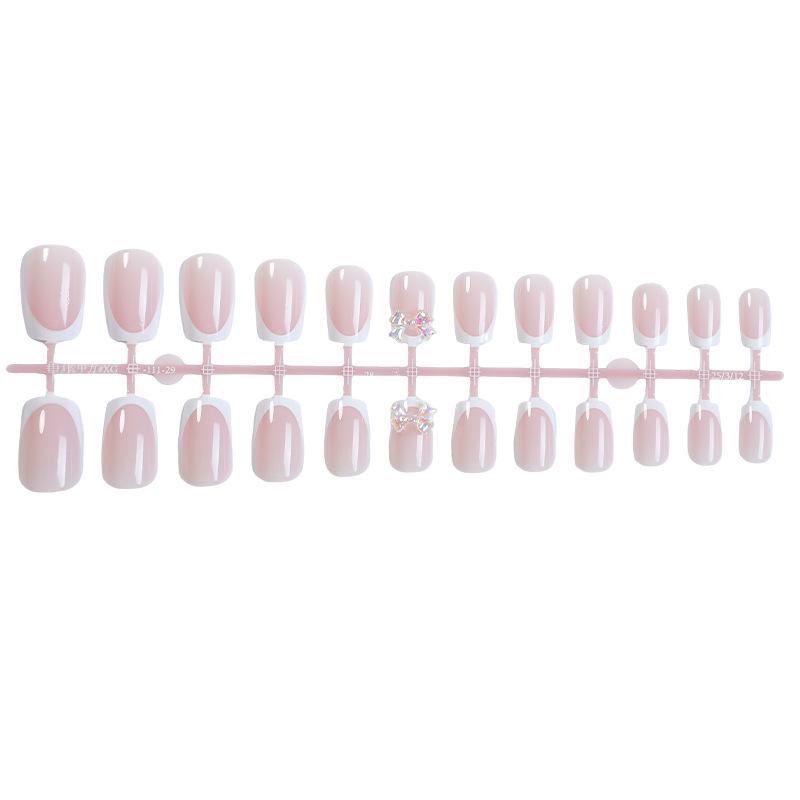 

Elegant French Bow Butterfly Wearable Nude Nail Set - 24 Handmade Pieces