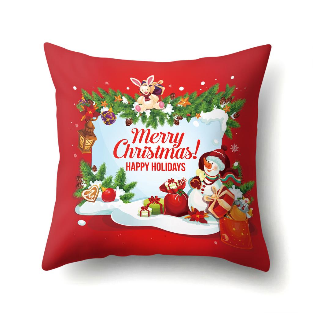 Christmas-Themed Patterns Throw Pillow Cover With Short Plush Print For Living Room Sofa Decoration Cushion Cover Pillow Covers