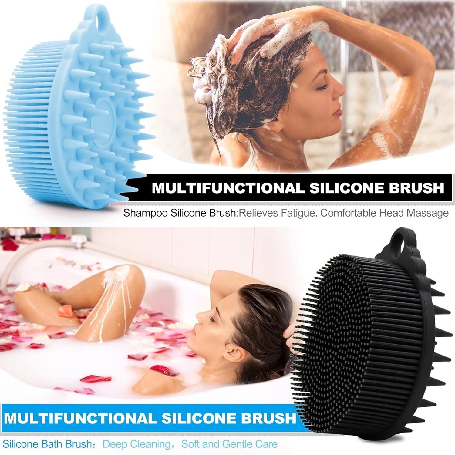 

1 шт. Силиконовая мочалка для тела, высококачественная силиконовая мочалка, силиконовые мочалки для тела для использования в душе, 2 в 1 щетка для ванны и шампуня. Blue&Black