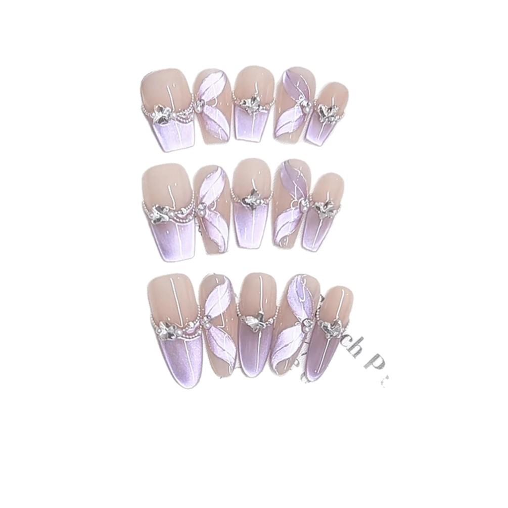 Hand-woven Armor Purple Dream Ribbon Three-dimensional Hand-painted Purple Streamer Cat Eye Style Nail Art Patch