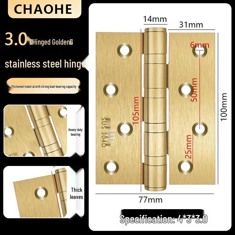 4-inch Silent Bearing Male-Female 304 Stainless Steel Hinge for Wooden Doors