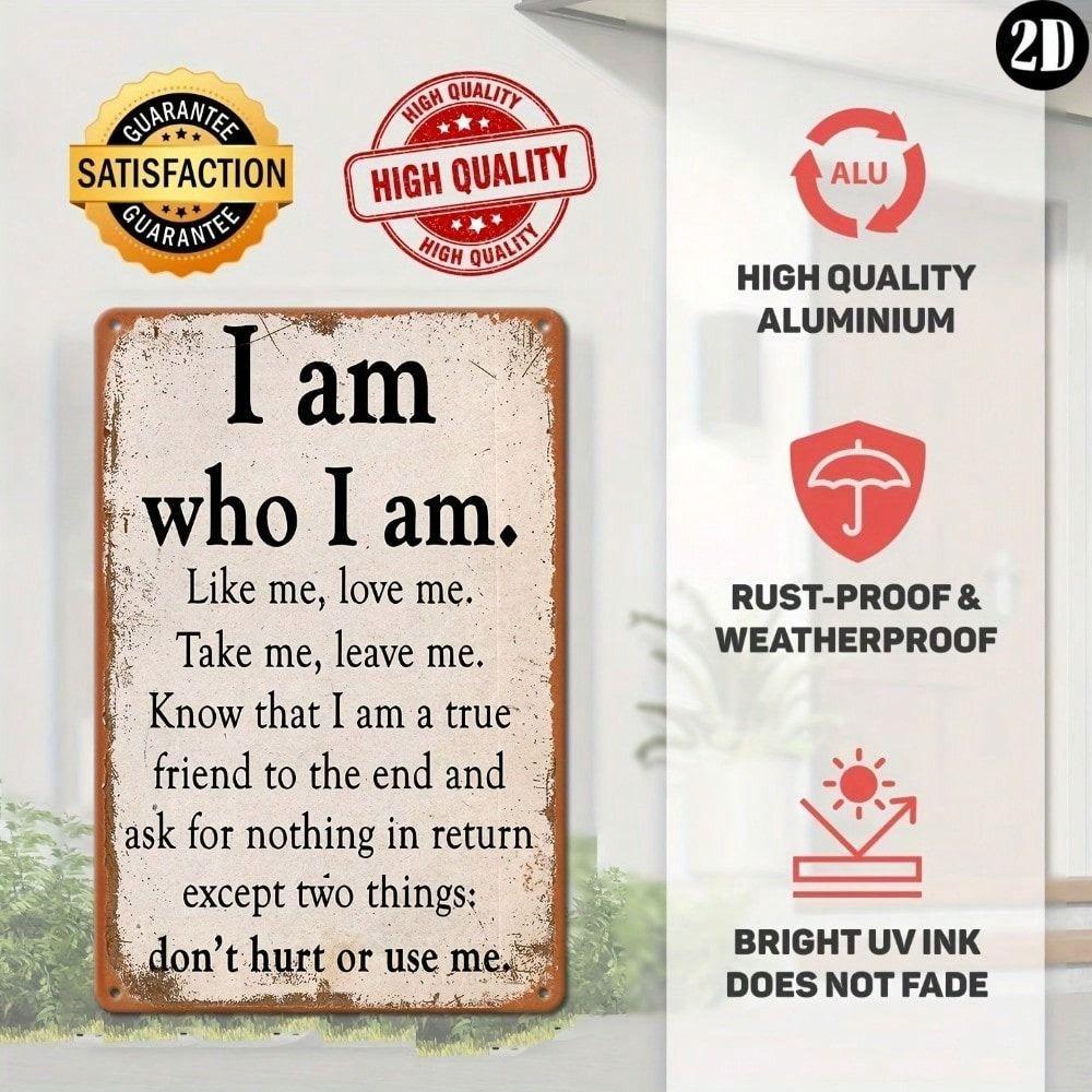 Vintage Metal Tin Sign I Am Me Retro Wall Decor for Garage Man Cave