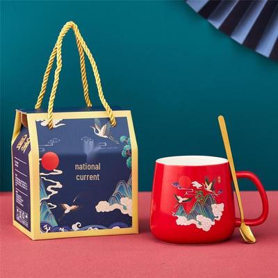Chinese Chic Ceramic Mug Gift Set with Spoon