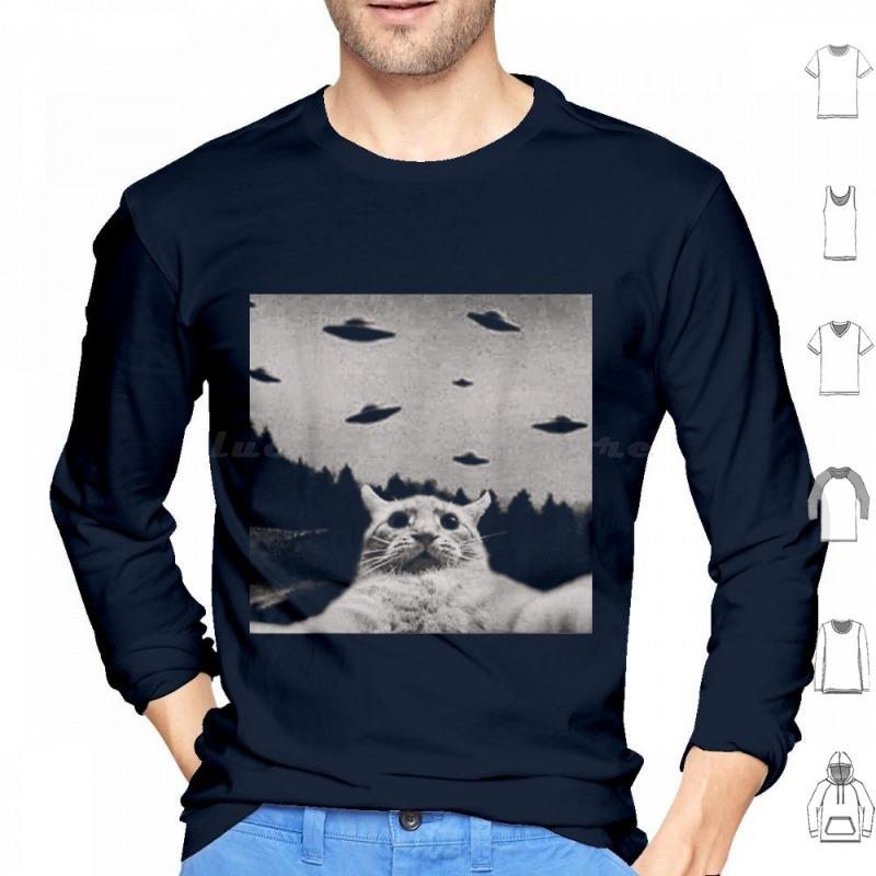 Believe Me Bro Funny Cat Hoodies Long Sleeve Cats Cat Funnylooking Threadweird Meme Weird Funny Ufo Selfie Onthis