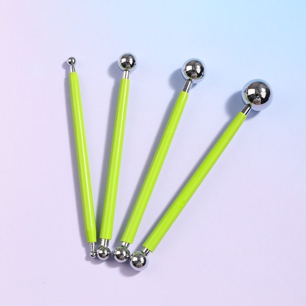 4pcs Metal Ball Sculpture Modeling Tools Double-Ended Modeling Ceramics Set Portable Clay Tools