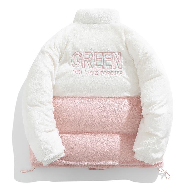 Men's Winter Stand Collar Cotton Coat with Lamb Fleece Lining - Casual, Thickened Style for Couples