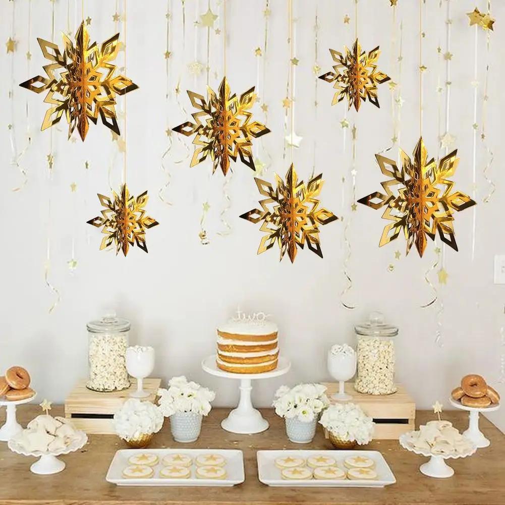 

3D Mini Snowflake Christmas Tree Decorations Stereo Indoor Decor Party Window inter Hanging Wonderland Party Pendant M3W6