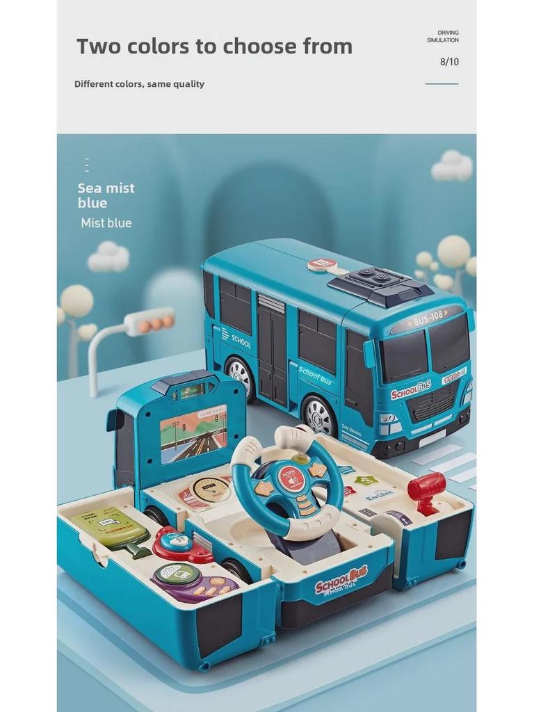 Baolexing 5811 Children's Educational Steering Wheel Toy - Transformable Bus Design for Boys