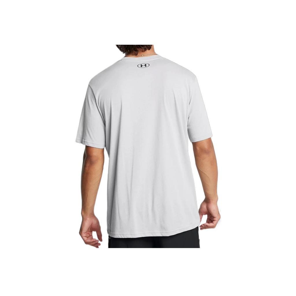 Under Armour Johnson Series Brahma Solid Logo Round Neck Short Sleeve T-Shirt Men Tops Gray 1387797-011