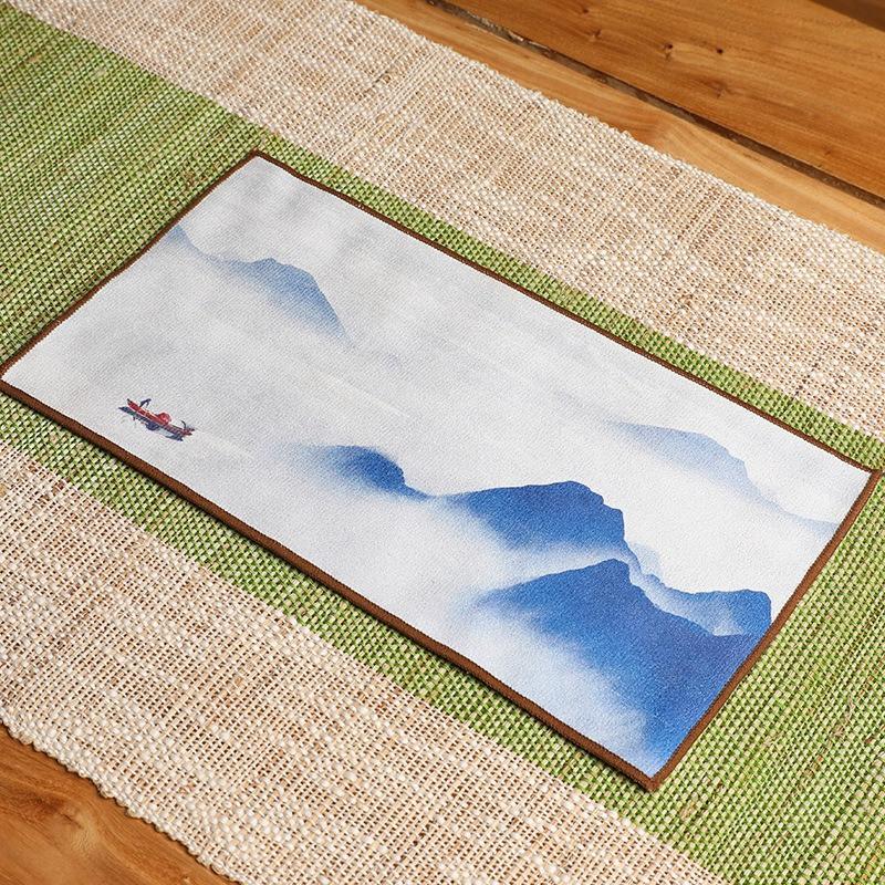 1Pc 16x29cm Colored Tea Towel Teahouse Household Creative Antique Absorbent Suede Tea Mat Printing China-Chic Tea Cloth