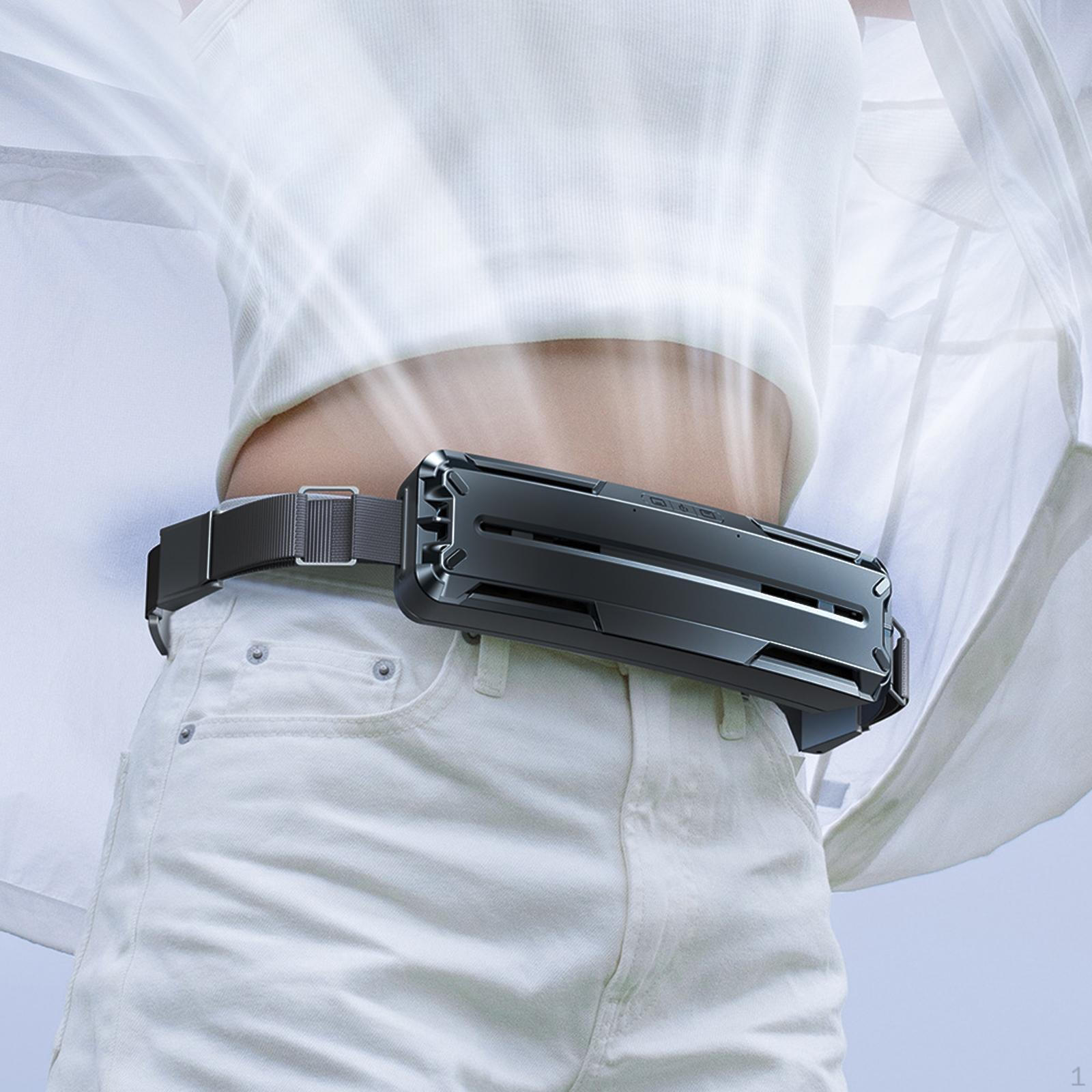 

Льодовий поясний ремінь Вентилятор охолодження літній регульований портативний персональний для риболовлі скелелазіння чорний