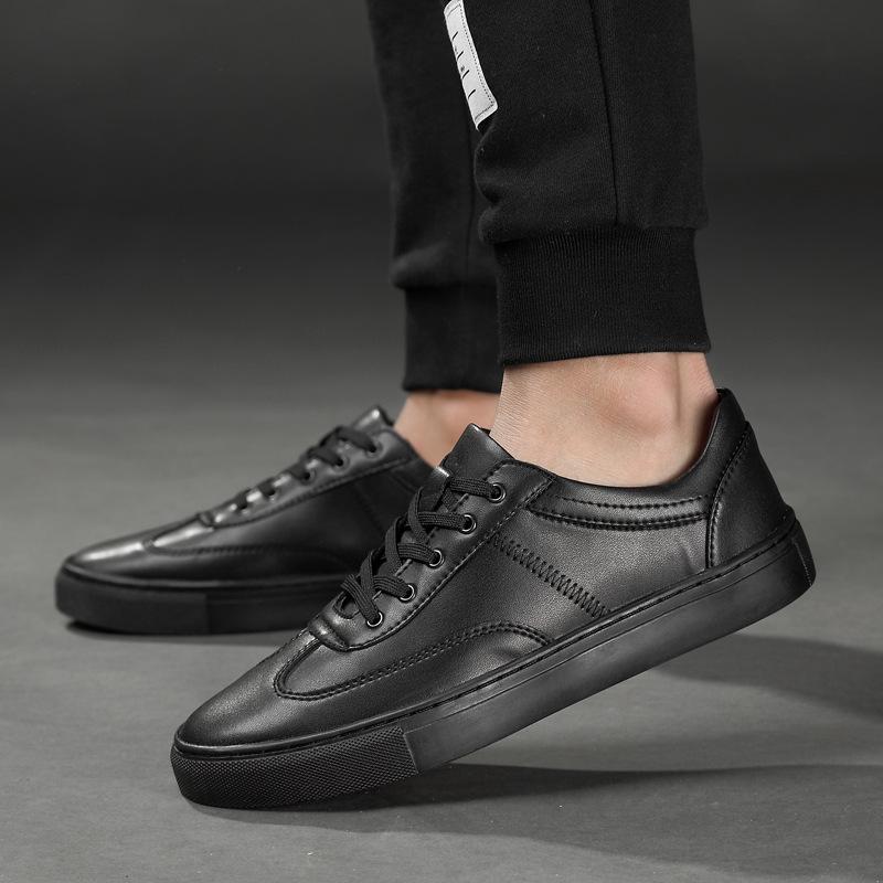

Small leather shoes spring casual low-top board shoes genuine leather shoes white youth 49 чорний