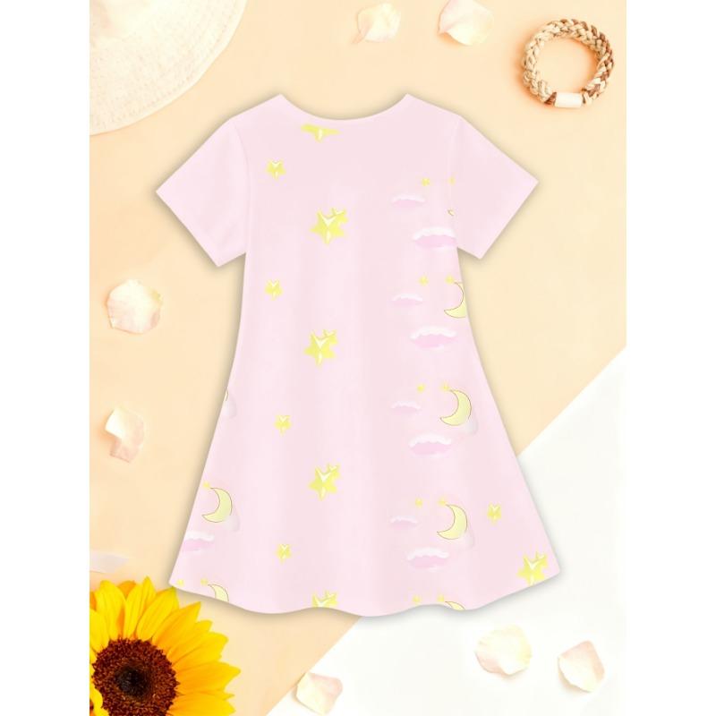 Girls' Dress, Suitable for Parties and Casual Attire, Sweet Princess Dress, Lightweight Spring and Summer Outfit, Easy to Handwash,