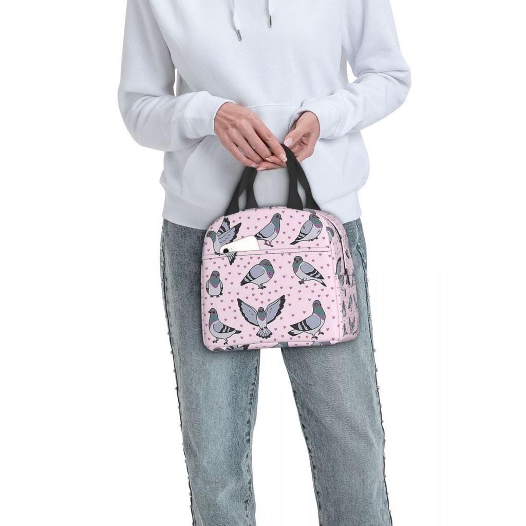Cute Cartoon Pigeons Pack Insulated Lunch Bag for Women Children Portable Food Boxes Thermal Lunch Box Tote