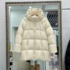 Womens Mid-Length Puffer Coat 90% White Duck Down Loose Fit Winter Warm Hooded Jacket Daily Commute