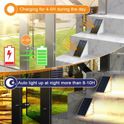 2Pcs Outdoor Step Light Solar Deck Lamp High Brightness Waterproof No Wiring Required Easy To Install Solar Outdoor Light LED Pathway Lighting