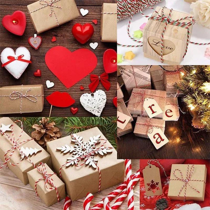 100 Meter/Roll Two Colors Cotton Baker Twine Rope Cord DIY Gift Crafts Wrap Christmas Wedding Decoration Gift Packaging String