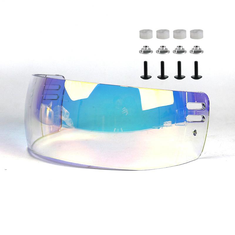 Good Quality Coated Blue Adult Anti-scratch Electroplated Anti-Glare PC Material Ice Hockey Visor Goggles Model V2 Unisex