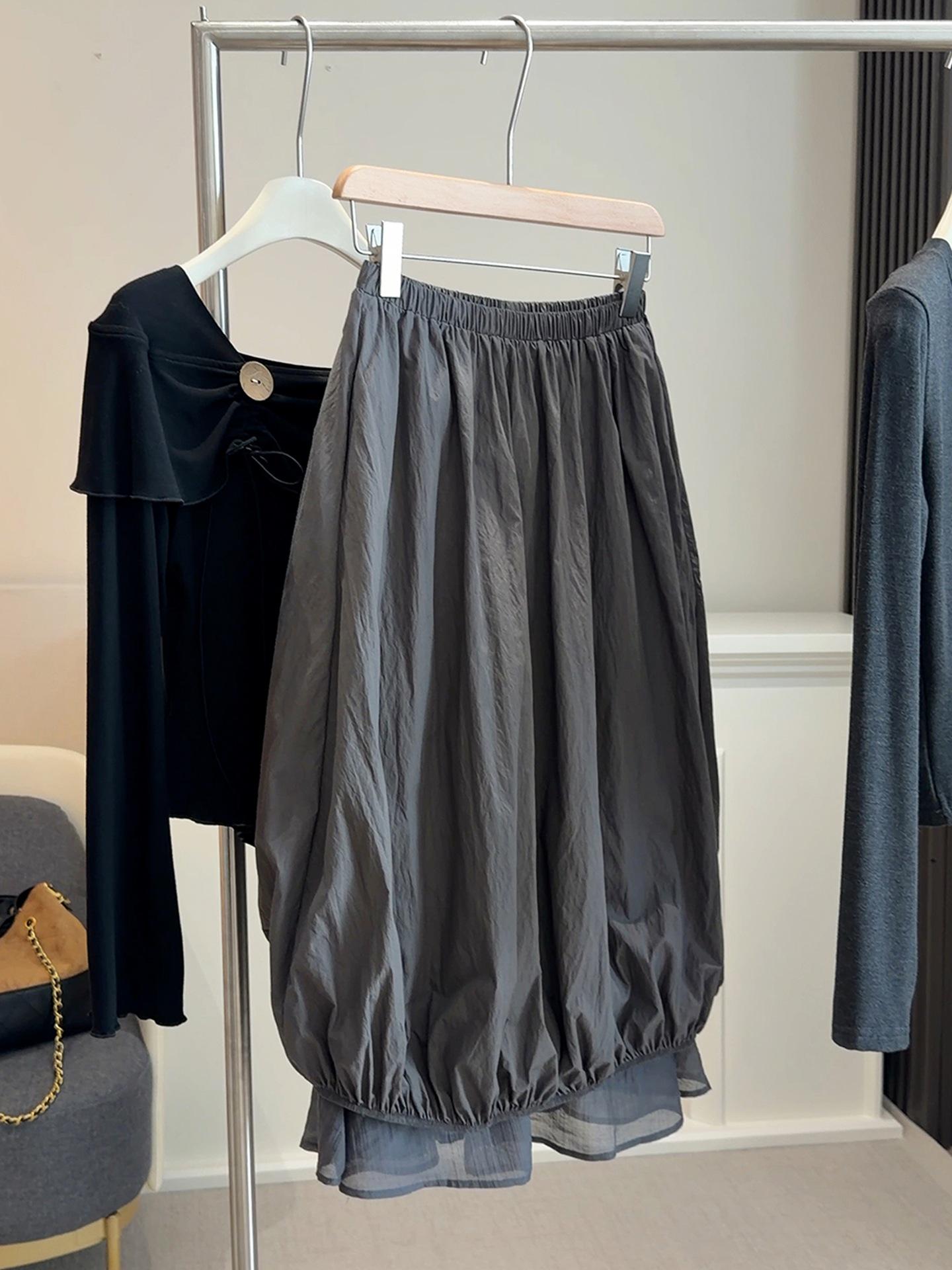 Women s 2026 Spring High-Waisted Jellyfish Skirt: Korean Layered, Slim & Puffy Design Medium темно-серого