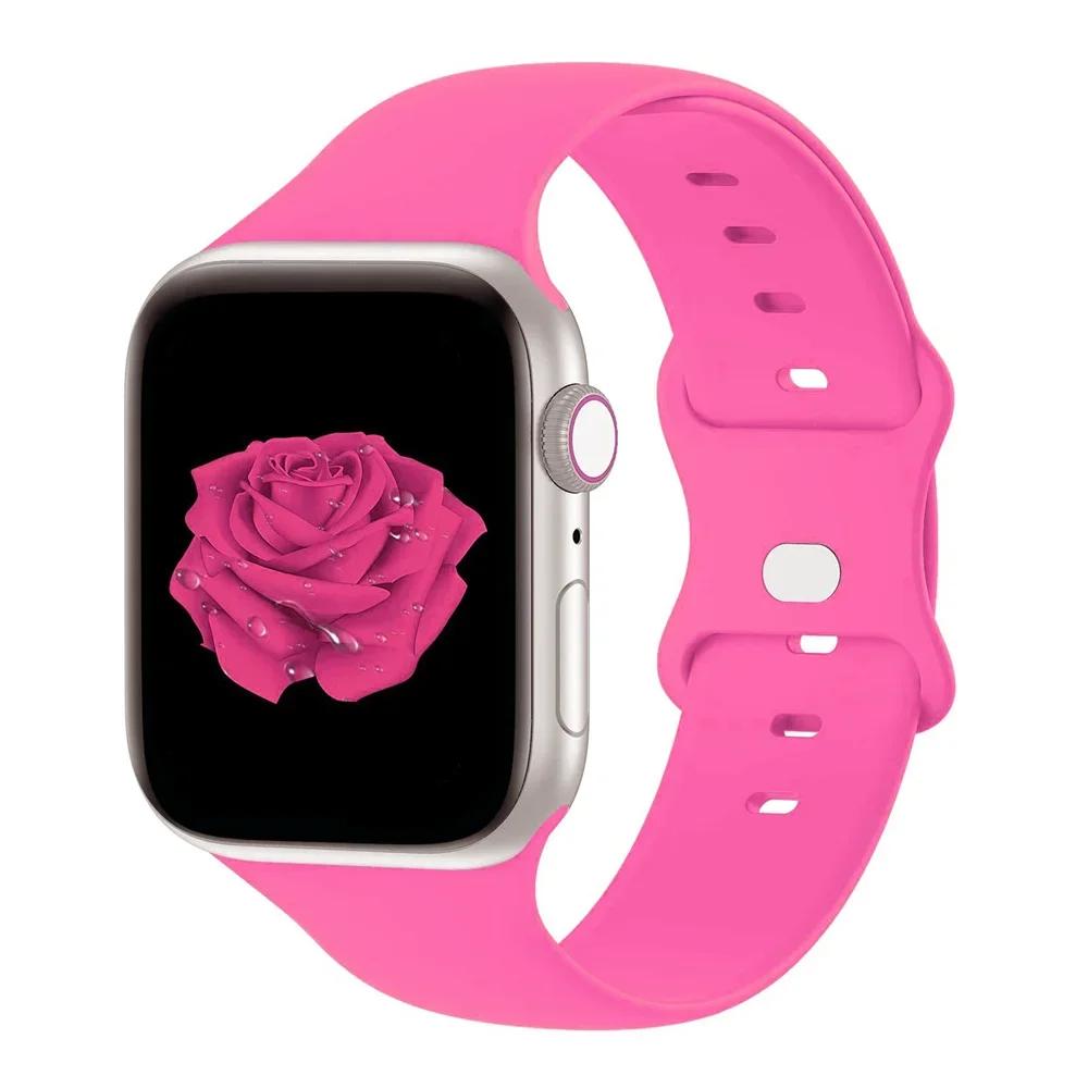 Sport Straps For Apple Watch Band 44mm 40mm 49mm 45mm 41mm 38/42mm Correa Silicone Bracelet iWatch Ultra 2 Series 9 8 7 6 5 3 SE