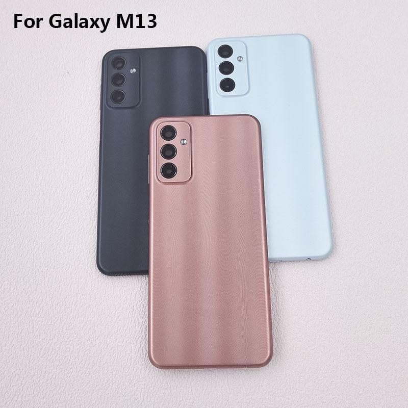 Battery Back Cover For Samsung Galaxy M13 M 13 M135F Rear Housing Case Panel Replace Part With Glass Camera Lens + Logo