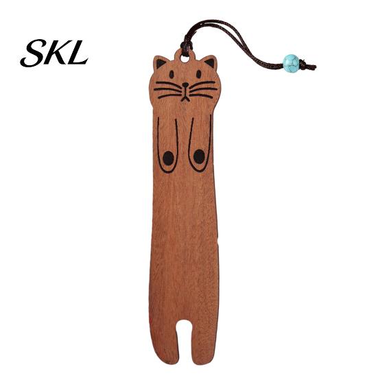 Cat Shaped Bookmark Wooden Cartoon Bookmarks for Book Lovers, Natural Wood Marker, Cute Literary Kitten Art Craft Bookmark, Vintage Gift Women