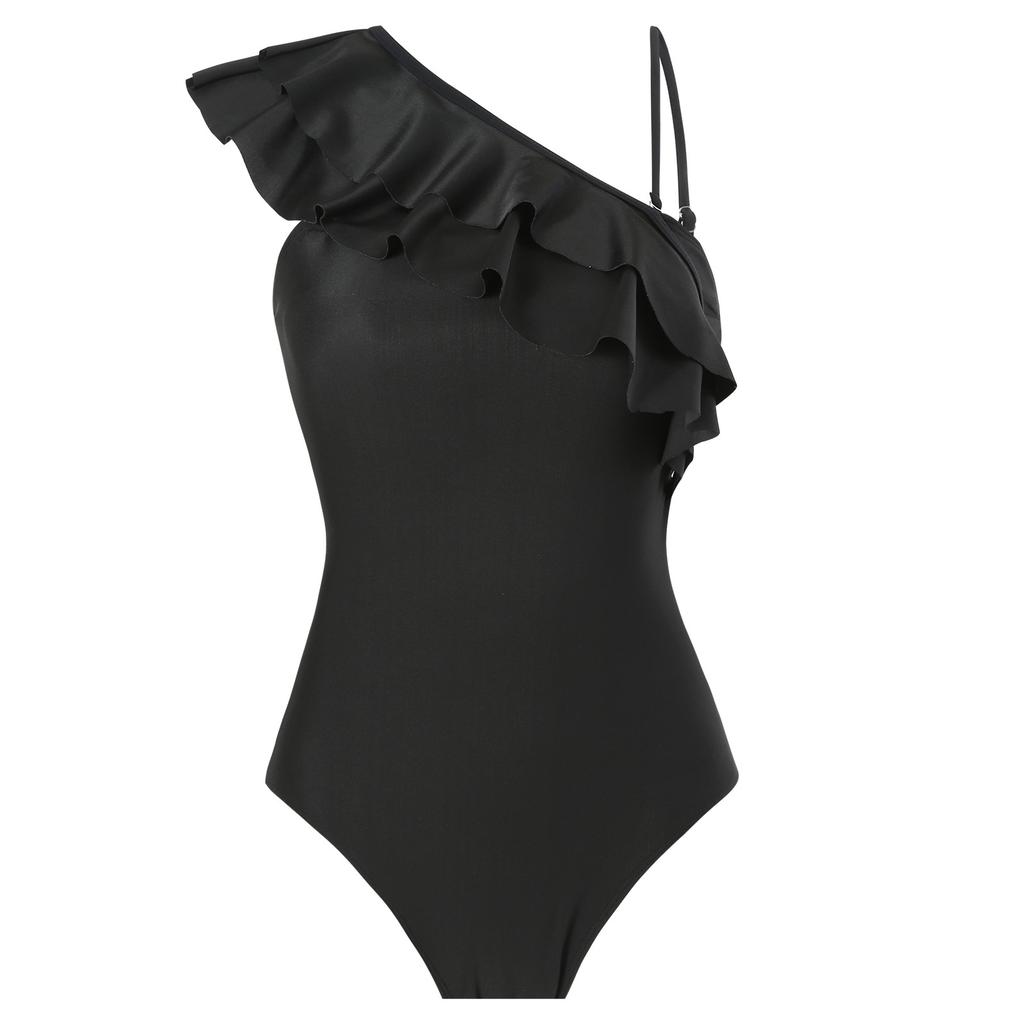 New Sexy One-piece Two-piece Swimsuit Women's One-shoulder Chiffon Print Skirt Swimsuit Set